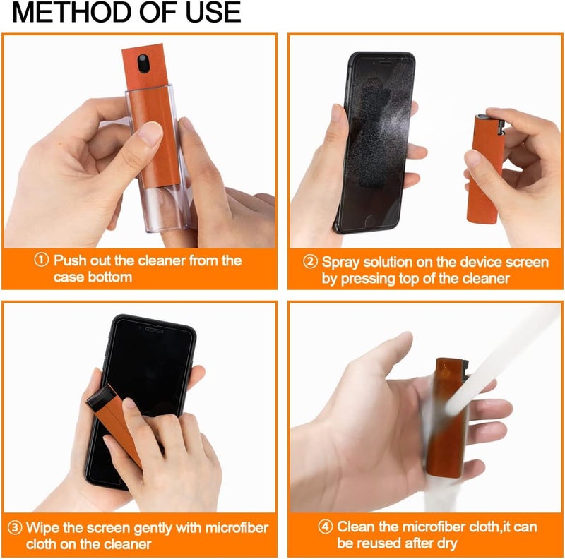 walrfid Screen Cleaner Touchscreen Mist Spray, Cleaning Kit for Electronic Smart Phone TV, Laptop, Tablet, PC, Computer Monitor Flat LCD, Eyeglasses, Compatible with iPhone iPad MacBook Pro (Orange) - Image 3